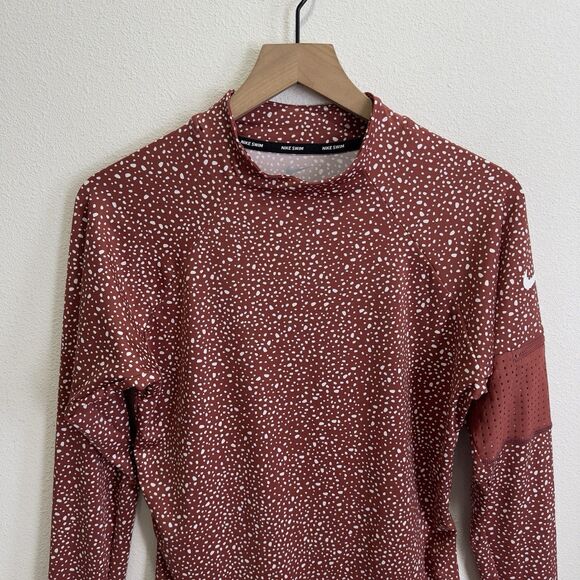 Nike Rash Guard Top Womens Large Brown Speckled Long Sleeve Nike Swim Beach Surf - Picture 3 of 16